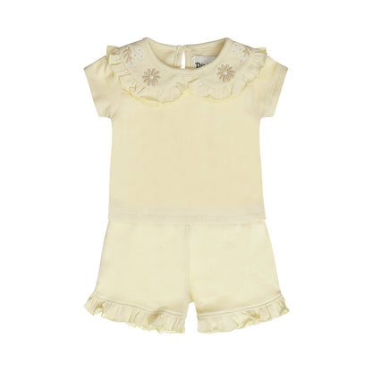 Conjunto Blusa y Short de Algodón Beige con Olán para Niña - Kool KidsDIRKJEKool KidsN58300-3MConjunto Blusa y Short de Algodón Beige con Olán para Niña3 MesesArena8720815582424