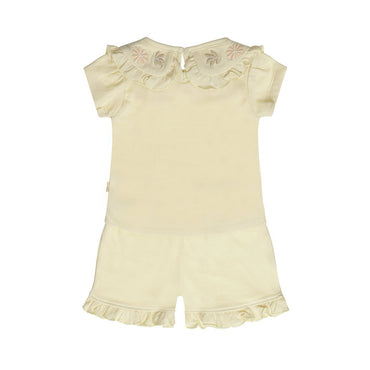 Conjunto Blusa y Short de Algodón Beige con Olán para Niña - Kool KidsDIRKJEKool KidsN58300-3MConjunto Blusa y Short de Algodón Beige con Olán para Niña3 MesesArena8720815582424