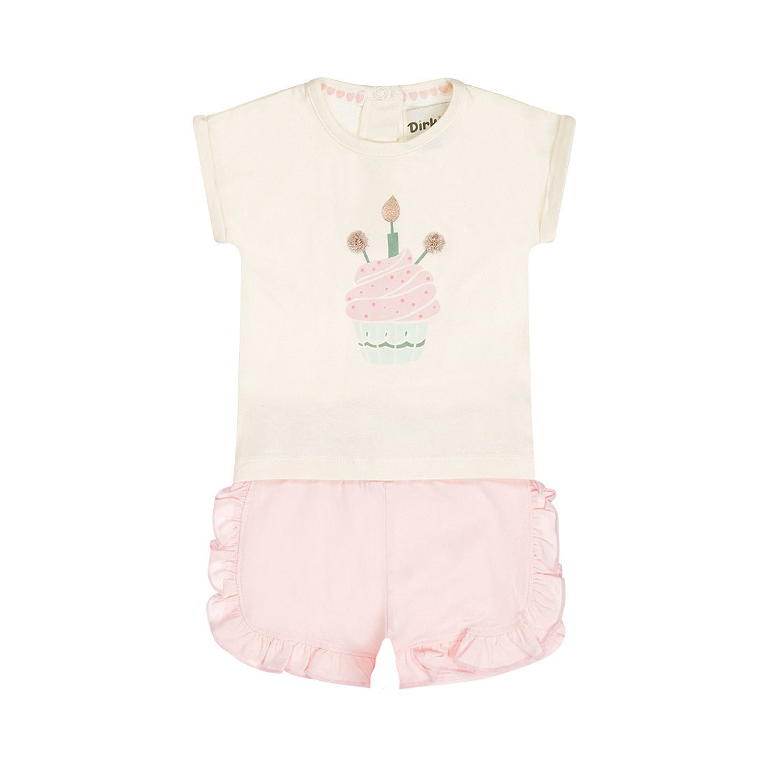 Conjunto Playera y Short de Algodón con Cupcake Rosa para Niña - Kool KidsDIRKJEKool KidsN58423-3MConjunto Playera y Short de Algodón con Cupcake Rosa para Niña3 MesesRosa claro8720815587498