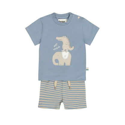 Conjunto Playera y Short de Algodón con Elefante para Niño - Kool KidsDIRKJEKool KidsN58552-3MConjunto Playera y Short de Algodón con Elefante para Niño3 MesesAzul claro8720815590962