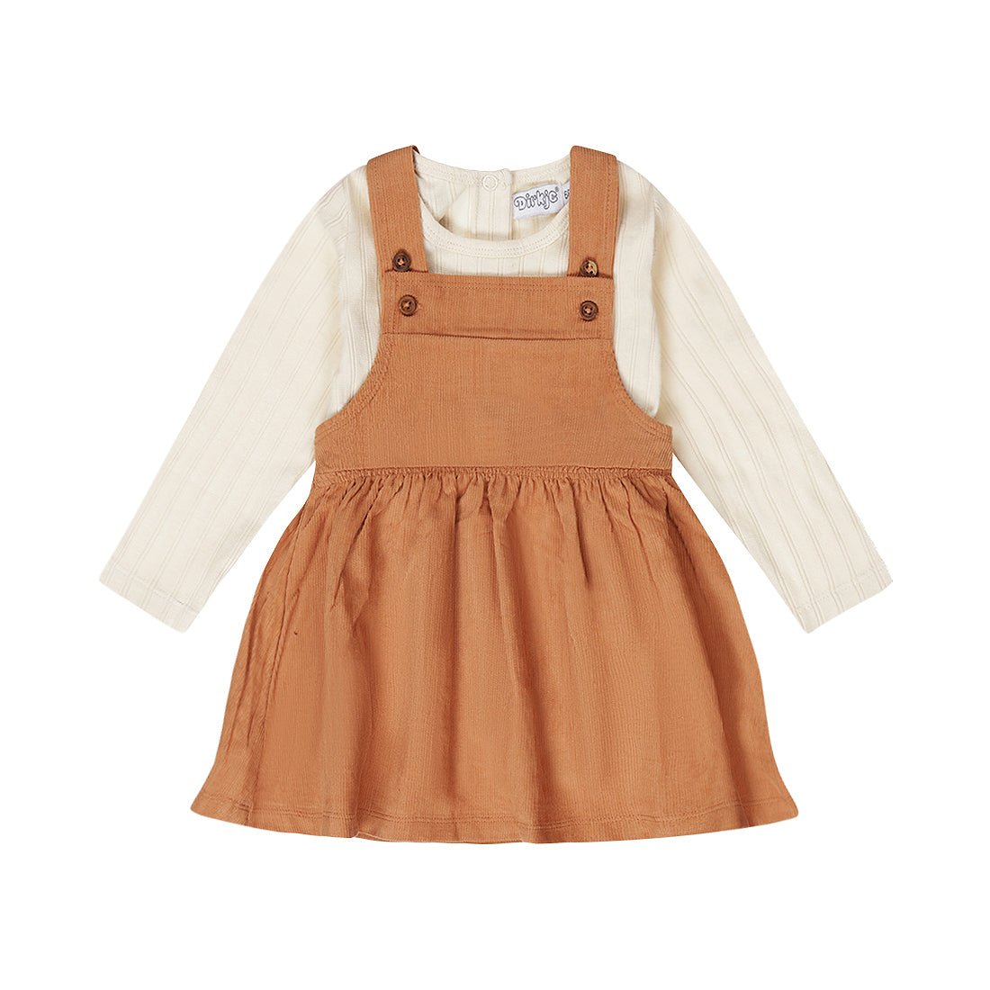 Conjunto Vestido Pechera y Camiseta - Kool KidsDIRKJEKool KidsQ52400Conjunto Vestido Pechera y Camiseta2 AñosCafé