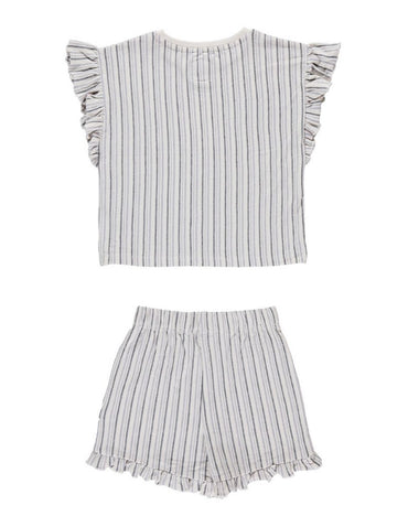 Conjunto Blusa y Short 100% Algodón con Olanes para Niña