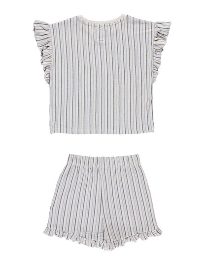 Conjunto Blusa y Short 100% Algodón con Olanes para Niña