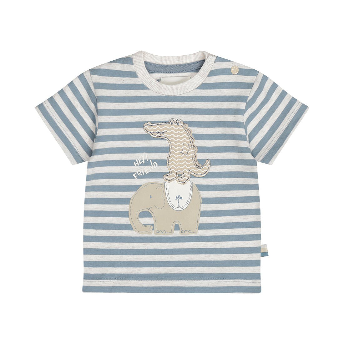 Playera de Algodón a Rayas Gris y Azul con Elefante para Niño - Kool KidsDIRKJEKool KidsN58572-3MPlayera de Algodón a Rayas Gris y Azul con Elefante para Niño3 MesesAzul8720815592249