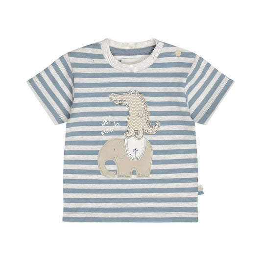 Playera de Algodón a Rayas Gris y Azul con Elefante para Niño - Kool KidsDIRKJEKool KidsN58572-3MPlayera de Algodón a Rayas Gris y Azul con Elefante para Niño3 MesesAzul8720815592249