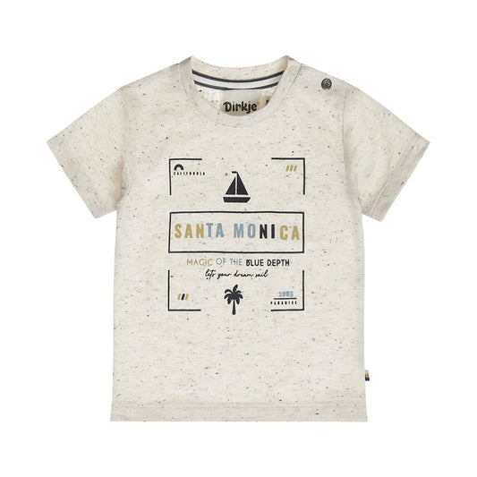 Playera Jaspeada de Algodón Estampado Santa Monica para Niño - Kool KidsDIRKJEKool KidsN58689-3MPlayera Jaspeada de Algodón Estampado Santa Monica para Niño3 MesesOff White8720815596810
