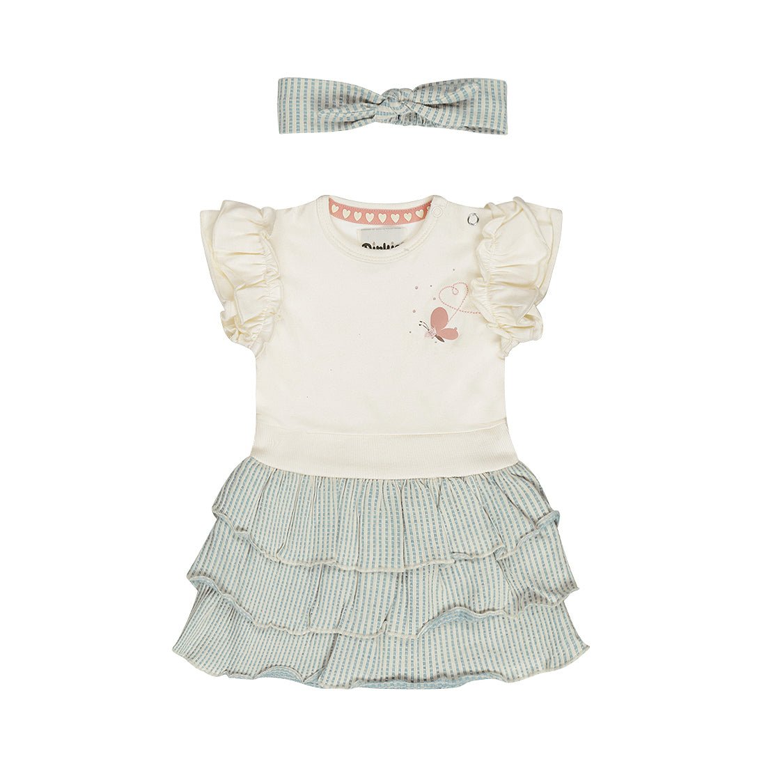 Vestido Bicolor de Algodón con Mariposa y Diadema para Niña - Kool KidsDIRKJEKool KidsN58487-3MVestido Bicolor de Algodón con Mariposa y Diadema para Niña3 MesesAzul claro8720815590306