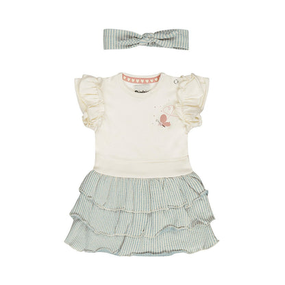 Vestido Bicolor de Algodón con Mariposa y Diadema para Niña - Kool KidsDIRKJEKool KidsN58487-3MVestido Bicolor de Algodón con Mariposa y Diadema para Niña3 MesesAzul claro8720815590306