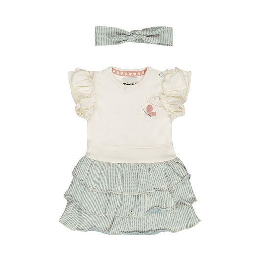 Vestido Bicolor de Algodón con Mariposa y Diadema para Niña - Kool KidsDIRKJEKool KidsN58487-3MVestido Bicolor de Algodón con Mariposa y Diadema para Niña3 MesesAzul claro8720815590306